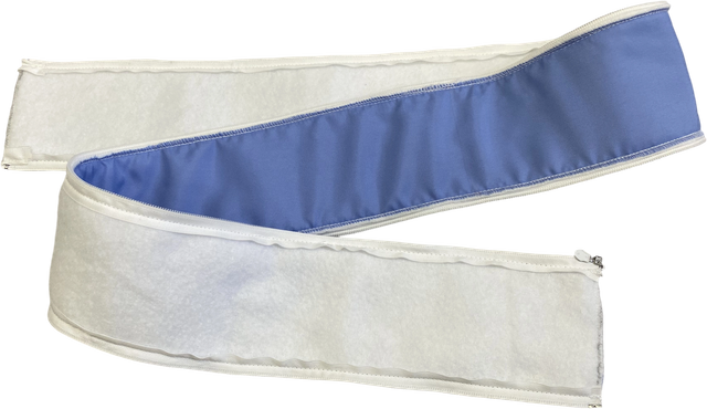 Housse isol&eacute;e pour tuyau de vapeur 1600*100 bleu (tissu non &eacute;lastique bleu ciel + P-300 + fermeture &eacute;clair &agrave; dents fines n&deg;5)